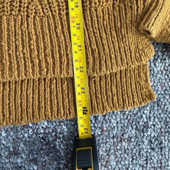 Madewell Golden Cable Knit Crew Neck Chunky Sweater Balloon Sleeves - Picture 2 of 8